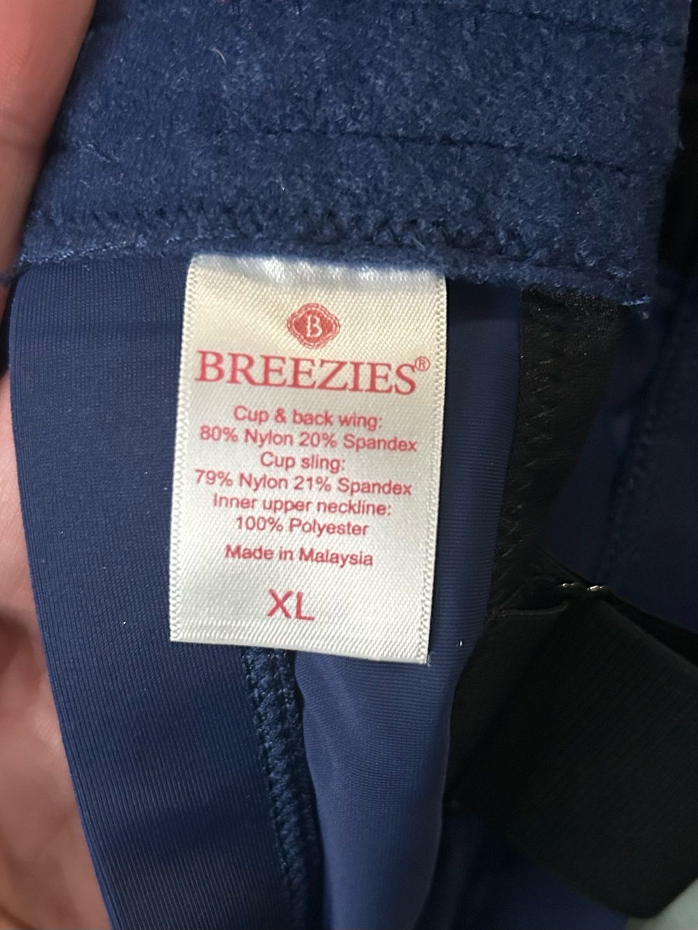 Breezies Dual-Pack Wireless Bra in Nude and Navy with Black Trim - Picture 3 of 7